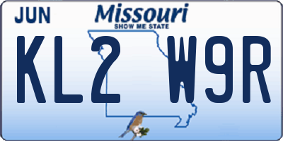 MO license plate KL2W9R