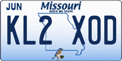 MO license plate KL2X0D