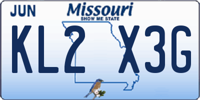 MO license plate KL2X3G
