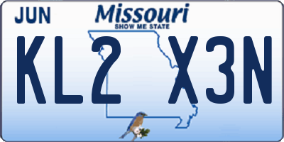 MO license plate KL2X3N
