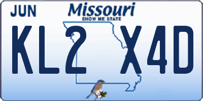 MO license plate KL2X4D