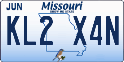 MO license plate KL2X4N