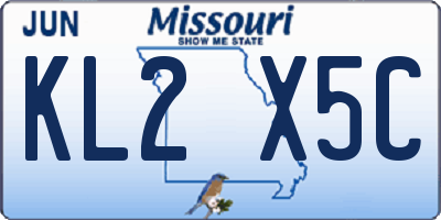 MO license plate KL2X5C