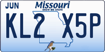 MO license plate KL2X5P