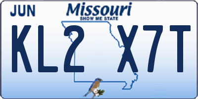 MO license plate KL2X7T