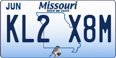 MO license plate KL2X8M