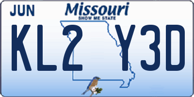MO license plate KL2Y3D
