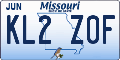 MO license plate KL2Z0F