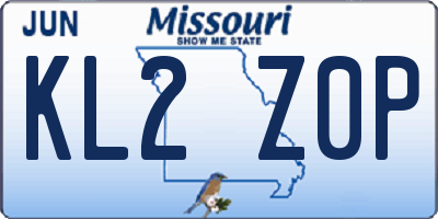 MO license plate KL2Z0P