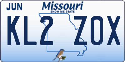 MO license plate KL2Z0X