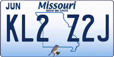 MO license plate KL2Z2J
