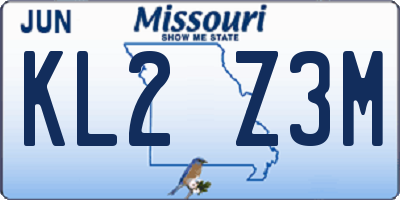 MO license plate KL2Z3M