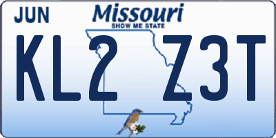 MO license plate KL2Z3T