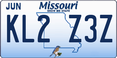 MO license plate KL2Z3Z