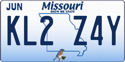 MO license plate KL2Z4Y