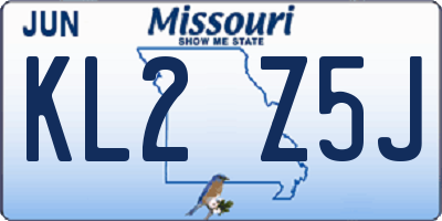 MO license plate KL2Z5J