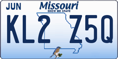 MO license plate KL2Z5Q