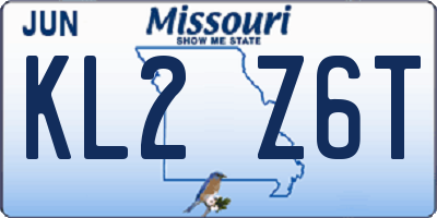 MO license plate KL2Z6T