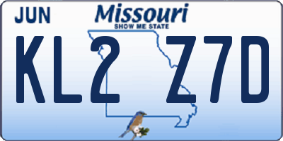 MO license plate KL2Z7D