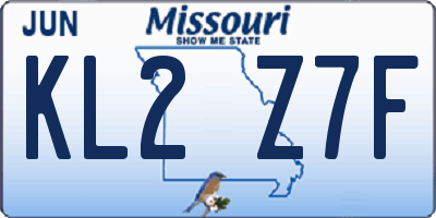 MO license plate KL2Z7F