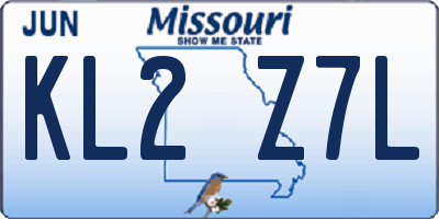 MO license plate KL2Z7L