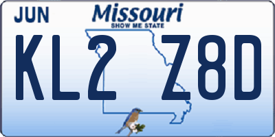 MO license plate KL2Z8D