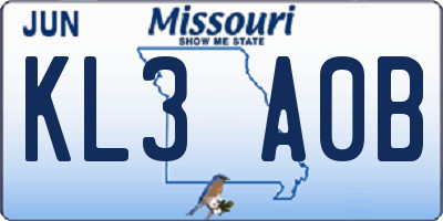 MO license plate KL3A0B
