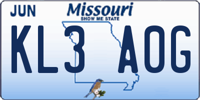 MO license plate KL3A0G