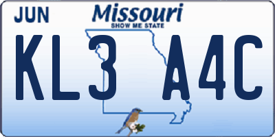 MO license plate KL3A4C