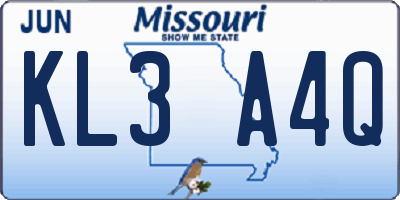 MO license plate KL3A4Q