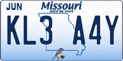 MO license plate KL3A4Y