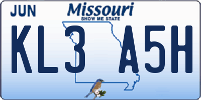 MO license plate KL3A5H