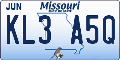 MO license plate KL3A5Q