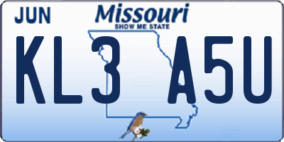 MO license plate KL3A5U