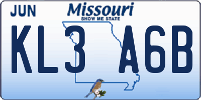 MO license plate KL3A6B