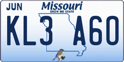 MO license plate KL3A6O