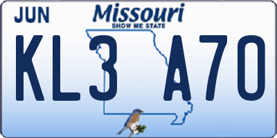 MO license plate KL3A7O