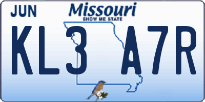 MO license plate KL3A7R