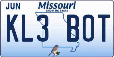 MO license plate KL3B0T