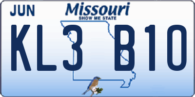 MO license plate KL3B1O