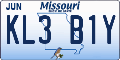 MO license plate KL3B1Y