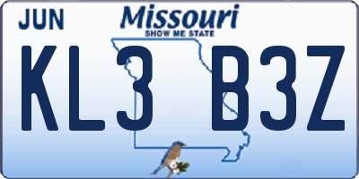 MO license plate KL3B3Z