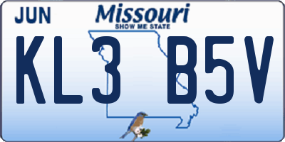 MO license plate KL3B5V
