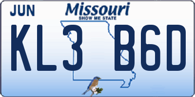 MO license plate KL3B6D