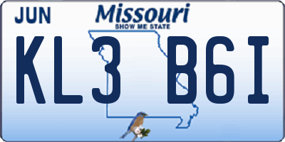 MO license plate KL3B6I