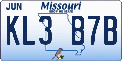 MO license plate KL3B7B