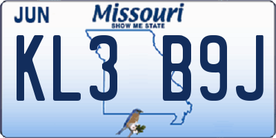 MO license plate KL3B9J
