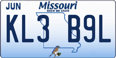 MO license plate KL3B9L