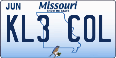 MO license plate KL3C0L