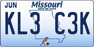 MO license plate KL3C3K